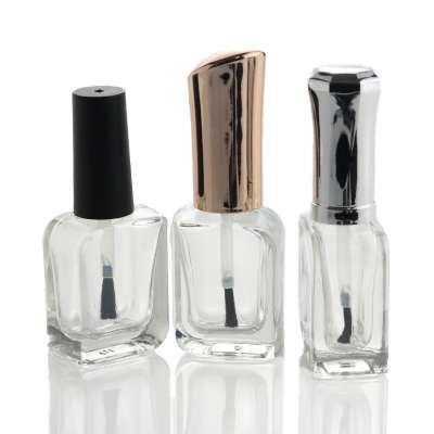 Best selling 10ml unique square brush cap empty gel nail polish bottle (NG08)